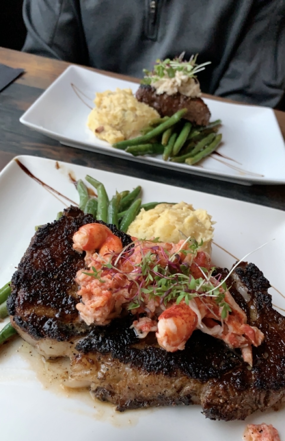 A crab tenderloin on a white plate at plae bistro