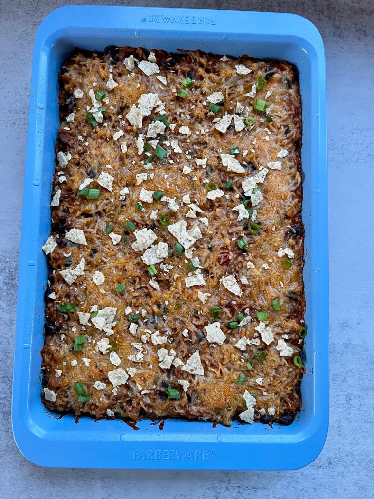 Casserole after just getting removed from the oven