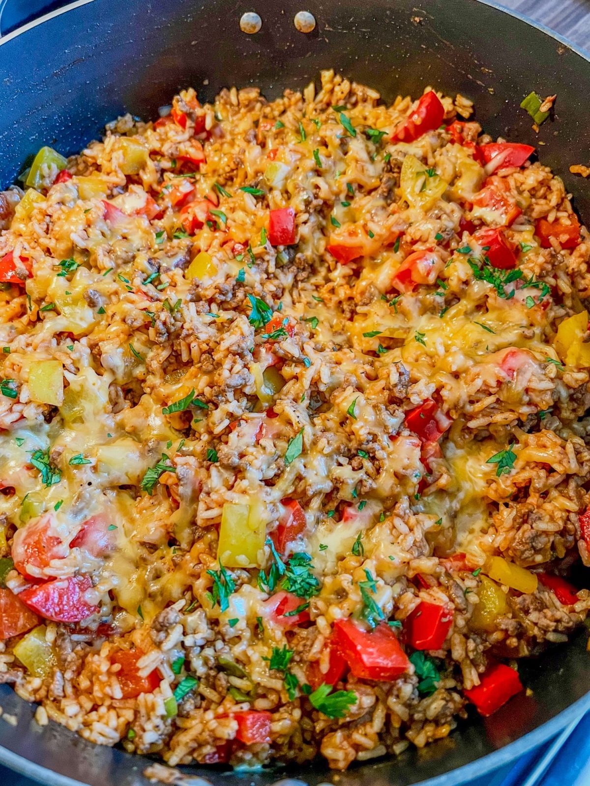 Stuffed Pepper Bowl in a large skillet on the stove