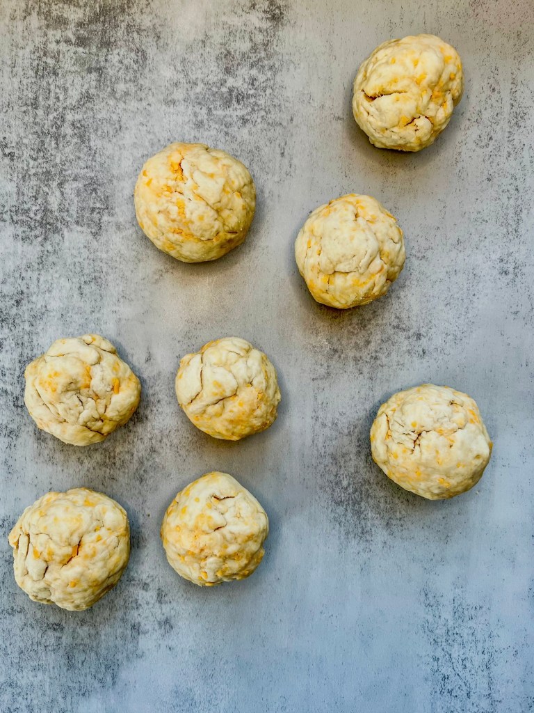 Bagel dough rolled into balls