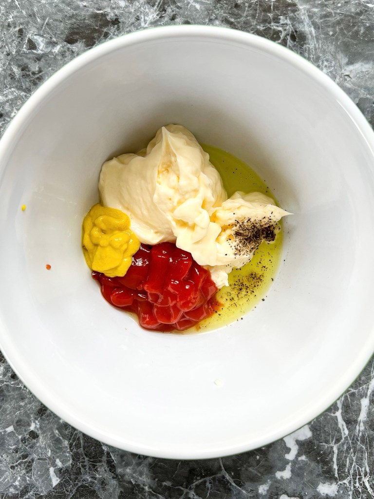 Big Mac-style sauce in a mixing bowl