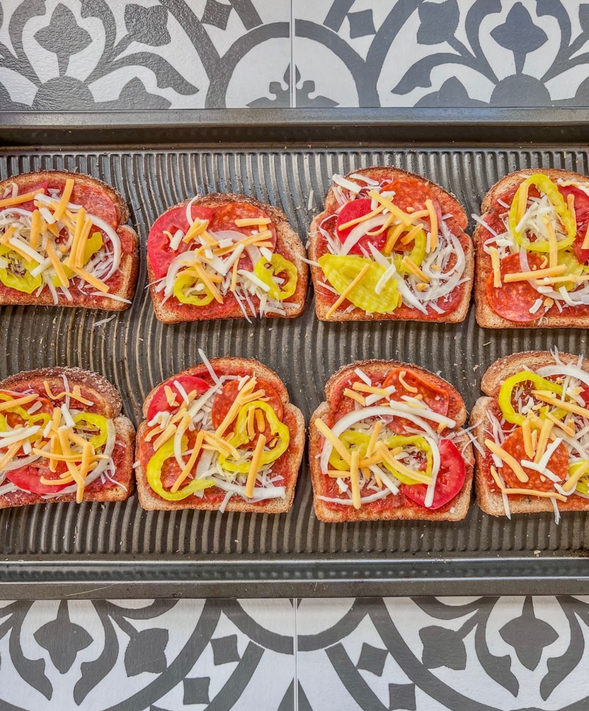 A quick, after-school snack for kids just before going into the oven.